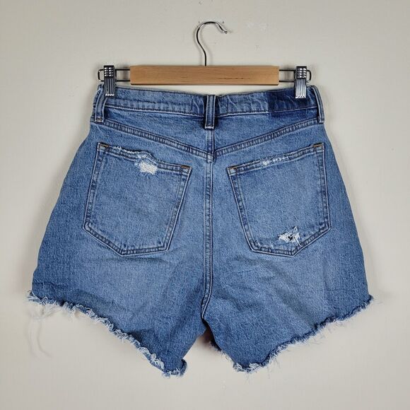 Abercrombie & Fitch Shorts 28 6 Blue Denim Dad Short High Rise Curve Love - Picture 2 of 5